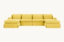 Elias U-Shape Sectional Slipcover Only -SIXPENNY STORE elias ushape sectional washed cotton linen lemon ice product slipcover c47ad9db 4976 4d6b b670 7e116c87bca6