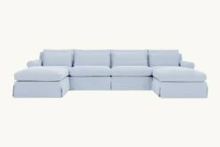Elias U-Shape Sectional Slipcover Only -SIXPENNY STORE elias ushape sectional washed cotton linen morning glory product slipcover 8e58a566 7294 41a1 aee5 d91f99ba4183
