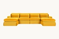 Elias U-Shape Sectional Slipcover Only -SIXPENNY STORE elias ushape sectional washed cotton velvet amber coast product slipcover b850615f 1c41 4714 b7cf 538763c67a15