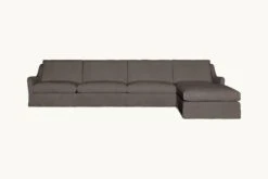 Esmé Chaise Sectional Slipcover Only -SIXPENNY STORE esme chaise sectional cotton canvas moon dust product 5 pc slipcover
