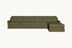 Esmé Chaise Sectional Slipcover Only -SIXPENNY STORE esme chaise sectional cotton canvas quiet sage product 5 pc slipcover