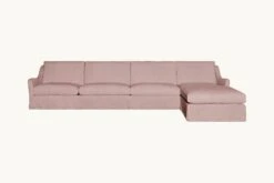 Esmé Chaise Sectional Slipcover Only -SIXPENNY STORE esme chaise sectional cotton linen sundazed coral product 5 pc slipcover