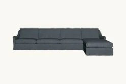 Esmé Chaise Sectional Slipcover Only -SIXPENNY STORE esme chaise sectional light weight linen black pepper product 5 pc slipcover
