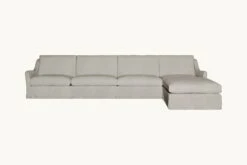 Esmé Chaise Sectional Slipcover Only -SIXPENNY STORE esme chaise sectional medium weight linen jasmine rice product 5 pc slipcover