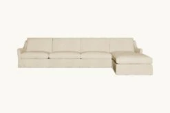 Esmé Chaise Sectional Slipcover Only -SIXPENNY STORE esme chaise sectional medium weight linen warm oatmeal product 5 pc slipcover