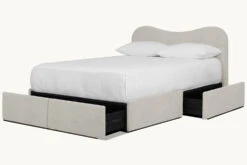 Esmé Upholstered Storage Bed -SIXPENNY STORE esme storage bed medium weight linen jasmine rice product pdp5 queen