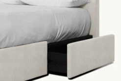 Esmé Upholstered Storage Bed -SIXPENNY STORE esme storage bed medium weight linen jasmine rice product pdp7 queen