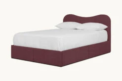 Esmé Upholstered Storage Bed -SIXPENNY STORE esme storage bed thread dyed cotton linen summer plum product queen