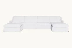 Esmé U-Shape Sectional Slipcover Only -SIXPENNY STORE esme ushape sectional cotton linen pacific pearl product slipcover