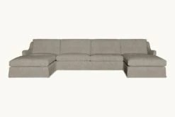 Esmé U-Shape Sectional Slipcover Only -SIXPENNY STORE esme ushape sectional light weight linen cracked pepper product slipcover