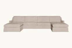 Esmé U-Shape Sectional Slipcover Only -SIXPENNY STORE esme ushape sectional light weight linen oat flour product slipcover