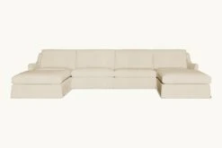 Esmé U-Shape Sectional Slipcover Only -SIXPENNY STORE esme ushape sectional medium weight linen warm oatmeal product slipcover