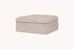 Juno Ottoman Slipcover Only -SIXPENNY STORE juno ottoman light weight linen oat flour product slipcover