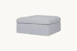 Juno Ottoman Slipcover Only -SIXPENNY STORE juno ottoman medium weight linen poppy seed product slipcover