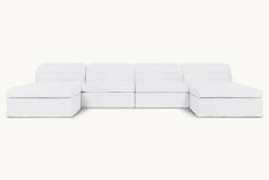 Juno U-Shape Sectional Slipcover Only -SIXPENNY STORE juno ushape sectional cotton linen pacific pearl product slipcover