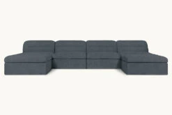Juno U-Shape Sectional Slipcover Only -SIXPENNY STORE juno ushape sectional light weight linen black pepper product slipcover