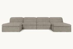 Juno U-Shape Sectional -SIXPENNY STORE juno ushape sectional light weight linen cracked pepper product