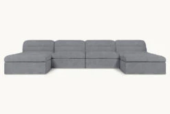 Juno U-Shape Sectional Slipcover Only -SIXPENNY STORE juno ushape sectional light weight linen ink cap product slipcover