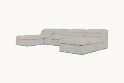 Juno U-Shape Sectional Slipcover Only -SIXPENNY STORE juno ushape sectional medium weight linen jasmine rice product pdp3 slipcover