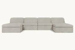 Juno U-Shape Sectional Slipcover Only -SIXPENNY STORE juno ushape sectional medium weight linen jasmine rice product slipcover