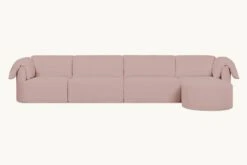 Loula Chaise Sectional Slipcover Only 31 Loula Chaise Sectional Slipcover Only -SIXPENNY STORE loula chaise sectional cotton linen sundazed coral product 5 pc slipcover