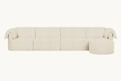 Loula Chaise Sectional Slipcover Only 39 Loula Chaise Sectional Slipcover Only -SIXPENNY STORE loula chaise sectional medium weight linen warm oatmeal product 5 pc slipcover