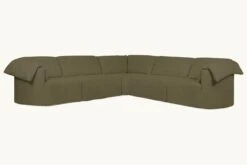 Loula Corner Sectional Slipcover Only -SIXPENNY STORE loula corner sectional cotton canvas quiet sage product slipcover