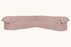 Loula Corner Sectional Slipcover Only -SIXPENNY STORE loula corner sectional cotton linen sundazed coral product slipcover