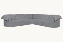 Loula Corner Sectional Slipcover Only -SIXPENNY STORE loula corner sectional light weight linen ink cap product slipcover