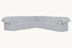 Loula Corner Sectional Slipcover Only -SIXPENNY STORE loula corner sectional medium weight linen poppy seed product slipcover