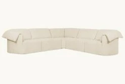 Loula Corner Sectional Slipcover Only -SIXPENNY STORE loula corner sectional medium weight linen warm oatmeal product slipcover