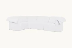 Loula L-Shape Sectional Slipcover Only -SIXPENNY STORE loula lshape sectional cotton linen pacific pearl product slipcover