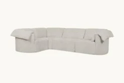 Loula L-Shape Sectional Slipcover Only -SIXPENNY STORE loula lshape sectional medium weight linen jasmine rice product slipcover