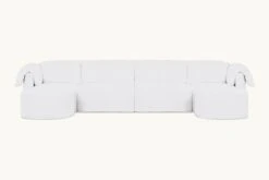 Loula U-Shape Sectional Slipcover Only -SIXPENNY STORE loula ushape sectional cotton linen pacific pearl product slipcover