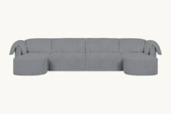Loula U-Shape Sectional Slipcover Only -SIXPENNY STORE loula ushape sectional light weight linen ink cap product slipcover