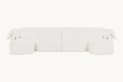 Loula U-Shape Sectional Slipcover Only -SIXPENNY STORE loula ushape sectional light weight linen water lily product slipcover