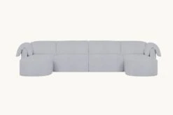 Loula U-Shape Sectional Slipcover Only -SIXPENNY STORE loula ushape sectional medium weight linen poppy seed product slipcover