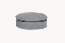 Neva Round Ottoman -SIXPENNY STORE neva round ottoman light weight linen ink cap product