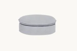 Neva Round Ottoman -SIXPENNY STORE neva round ottoman medium weight linen poppy seed product