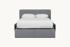 Neva Upholstered Storage Bed -SIXPENNY STORE neva storage bed light weight linen ink cap product pdp3 queen
