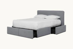 Neva Upholstered Storage Bed -SIXPENNY STORE neva storage bed light weight linen ink cap product pdp5 queen