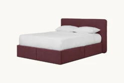 Neva Upholstered Storage Bed -SIXPENNY STORE neva storage bed thread dyed cotton linen summer plum product queen