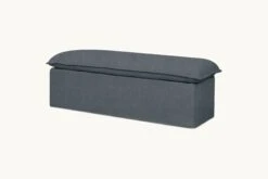 Neva Storage Bench Slipcover Only -SIXPENNY STORE neva storage bench light weight linen black pepper product slipcover