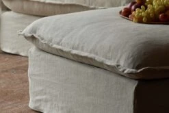 Neva Storage Ottoman -SIXPENNY STORE neva storage ottoman medium weight linen warm oatmeal product PDP6