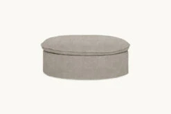 Neva Round Storage Ottoman Slipcover Only -SIXPENNY STORE neva storage round ottoman light weight linen cracked pepper product slipcover