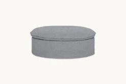 Neva Round Storage Ottoman Slipcover Only -SIXPENNY STORE neva storage round ottoman light weight linen ink cap product slipcover