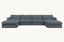 Neva U-Shape Sectional -SIXPENNY STORE neva ushape light weight linen black pepper product