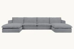 Neva U-Shape Sectional -SIXPENNY STORE neva ushape light weight linen ink cap product
