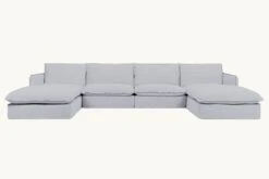 Neva U-Shape Sectional -SIXPENNY STORE neva ushape medium weight linen poppy seed product