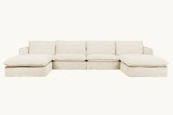 Neva U-Shape Sectional -SIXPENNY STORE neva ushape medium weight linen warm oatmeal product